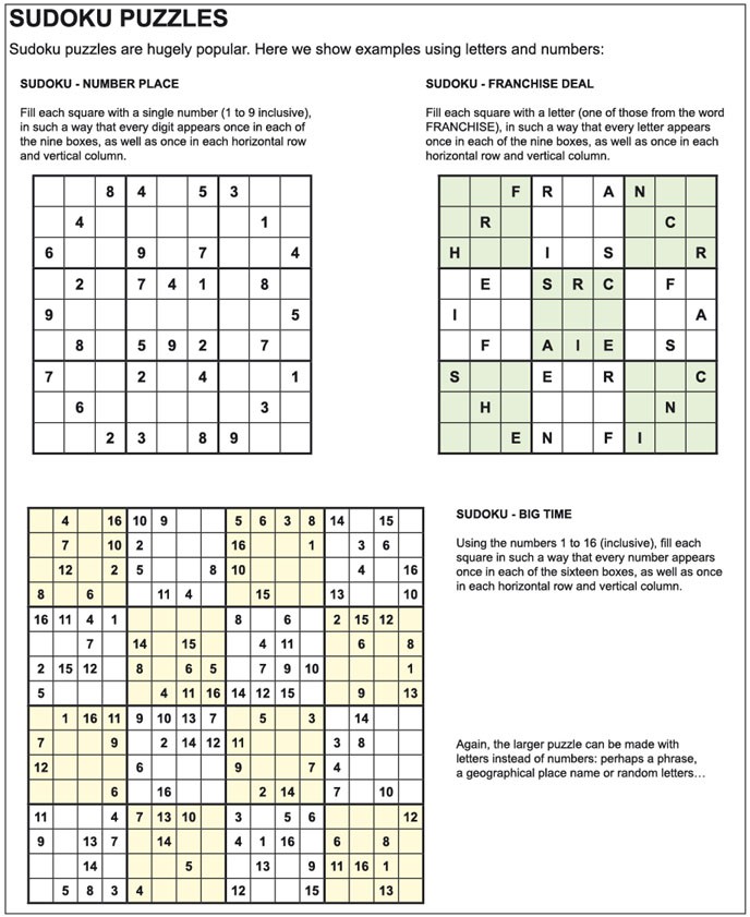 Sudoku Puzzle Examples 150Kb
